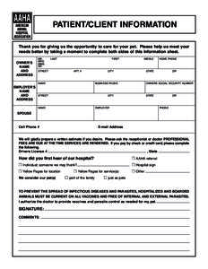 Patient/Client Information Form (Page 2)
