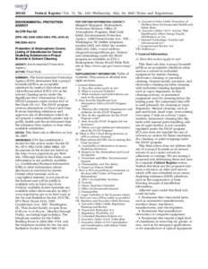 [removed]Federal Register / Vol. 72, No[removed]Wednesday, May 30, [removed]Rules and Regulations FOR FURTHER INFORMATION CONTACT:  ENVIRONMENTAL PROTECTION