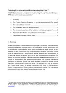 Capacity building / Public participation / Poverty reduction / Politics / Non-governmental organization / Millennium Development Goals / PRS for Music / Development / Poverty Reduction Strategy Paper / Socioeconomics