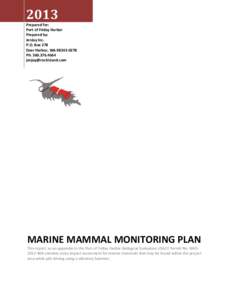 Marine Mammal Monitoring Plan for Port of Friday Harbor Dock Reconstruction Project (WA)