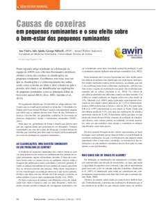 BEM ESTAR ANIMAL  Causas de coxeiras em pequenos ruminantes e o seu efeito sobre o bem-estar dos pequenos ruminantes Ana Vieira, Inês Ajuda, George Stilwell , AWIN – Animal Welfare Indicators