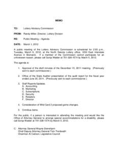 MEMO  TO: Lottery Advisory Commission