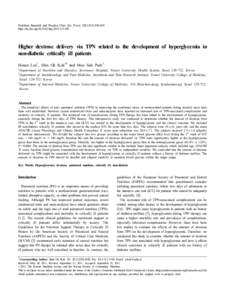 Nutrition Research and Practice (Nutr Res Pract) 2011;5(5):[removed]http://dx.doi.org[removed]nrp[removed]Higher dextrose delivery via TPN related to the development of hyperglycemia in non-diabetic critically ill pa