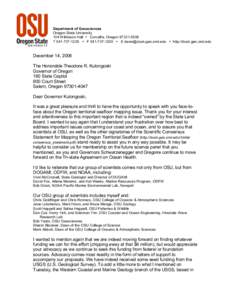 Physical oceanography / Association of Public and Land-Grant Universities / Corvallis /  Oregon / Oregon State University / Tsunami / Marine geology / Jane Lubchenco / Ted Kulongoski / Benton County /  Oregon / Government of Oregon / Oregon