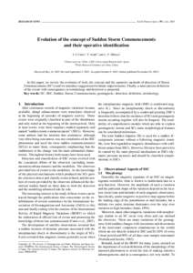 RESEARCH NEWS  Earth Planets Space, 59, i–xii, 2007 Evolution of the concept of Sudden Storm Commencements and their operative identification