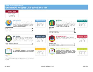 Report Card for  Grandview Heights City School District DISTRICT GRADE  Coming in