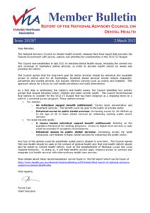 Member Bulletin  REPORT OF THE NATIONAL ADVISORY COUNCIL ON DENTAL HEALTH Issue: 201207