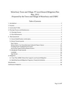 Waterbury /  Vermont / Waterbury /  Connecticut / Waterbury Dam / Federal Emergency Management Agency / Flood / Disaster / Middlesex /  Vermont / Vermont / Emergency management / Public safety