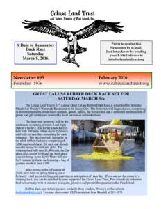 A Date to Remember Duck Race Saturday March 5, 2016  Newsletter #95