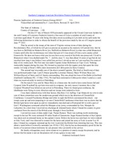 Southern Campaign American Revolution Pension Statements & Rosters Pension Application of Frederick Gowen (Going) R4167 VA Transcribed and annotated by C. Leon Harris. Revised 25 April[removed]The State of Alabama } County