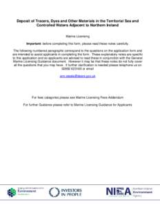 Marine Construction Works/Land Reclamation/Beach Replenishment in the Territorial Sea and Controlled Waters Adjacent to Northern Ireland