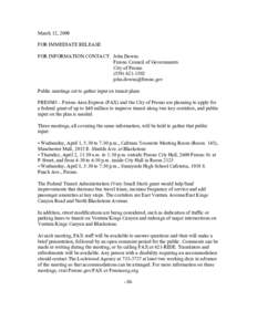 March 12, 2009 FOR IMMEDIATE RELEASE FOR INFORMATION CONTACT: John Downs Fresno Council of Governments City of Fresno