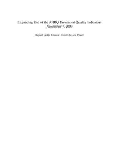 Expanding Use of the AHRQ Prevention Quality Indicators