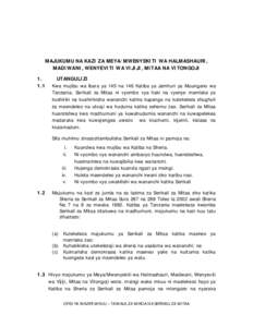 MAJUKUMU NA KAZI ZA MEYA/MWENYEKITI WA HALMASHAURI, MADIWANI, WENYEVITI WA VIJIJI, MITAA NA VITONGOJI[removed]UTANGULIZI