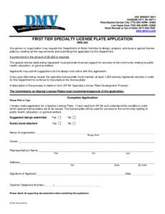 SP 68 - Specialty License Plate Application - First Tier