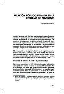 Yordan Hristoskov / Relación público-privada en la reforma de pensiones  RELACIÓN PÚBLICO-PRIVADA EN LA REFORMA DE PENSIONES YORDAN HRISTOSKOV1