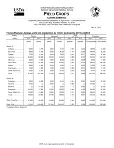 FIELD CROPS COUNTY ESTIMATES Cooperating with the Florida Department of Agriculture & Consumer Services 2290 Lucien Way, Suite 300, Maitland, FL[removed]6013 · ([removed]FAX · www.nass.usda.gov/fl May 31, 
