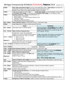 Michigan Championship Schedule (Tentative),  2014 Updated