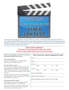 •2014• Women’s Leadership Committee Video Contest Interested in promoting agriculture via video? Want to earn prizes for winning videos? Want the world to see