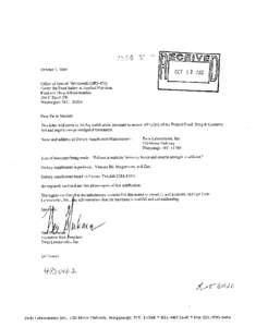 October 3, 2000  Office of Special Nutritionals (HFS-450) Center for Food Safety & Applied Nutrition Food and Drug Administration 200 C Street SW