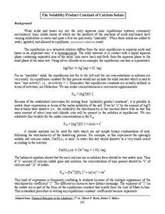 The Solubility Product Constant of Calcium Iodate Background Weak acids and bases are not the only aqueous ionic equilibrium systems commonly