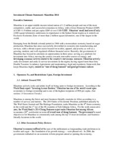 Mauritius / Integrated Resort Scheme / Foreign direct investment / Mauritian rupee / Outline of Mauritius / Economy of Mauritius / Africa / Volcanism