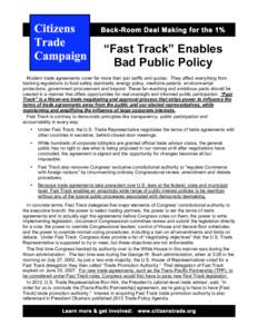 Fast track / Government of the United States / Government / United States Congress / United States House of Representatives / Trade Act / Trade and Tariff Act / International trade / Business / Commerce