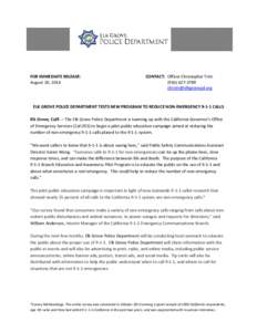 EGPD Press Release - New Program to Reduce Non-Emergency[removed]Calls