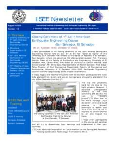 IISEE Newsletter August[removed]Number 112 In This Issue