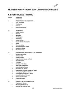 MODERN PENTATHLON 2014 COMPETITION RULES 4. EVENT RULES – RIDING PART A THE EVENT