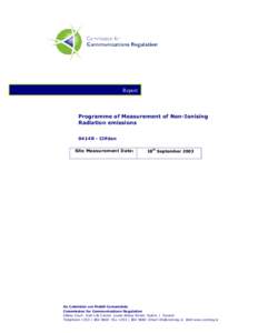 Report  Programme of Measurement of Non-Ionising Radiation emissions 0414R - Clifden Site Measurement Date: