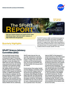 National Aeronautics and Space Administration  SPoRT Quarterly Jan. – Mar[removed]The SPoRT