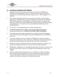 ABFDE Rules and Procedures Guide  F. Procedure for Application and Certification