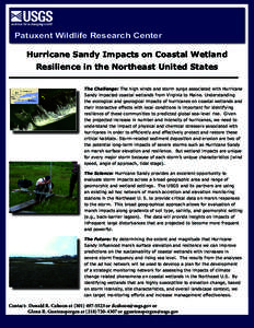 Patuxent Wildlife Research Center Hurricane Sandy Impacts on Coastal Wetland Resilience in the Northeast United States The Challenge: The high winds and storm surge associated with Hurricane Sandy impacted coastal wetlan