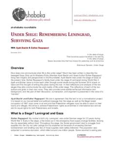 [removed] www.al-shabaka.org al-shabaka roundtable  UNDER SIEGE: REMEMBERING LENINGRAD,