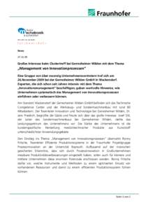 News[removed]Großes Interesse beim Clustertreff bei Gerresheimer Wilden mit dem Thema  „Management von Innovationprozessen“