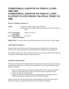 TERRITORIAL GROWTH ON INDIAN LANDS[removed]TERRITORIAL GROWTH ON INDIAN LANDS EASTERN STATES FROM COLONIAL TIMES TO 1800 SOCIAL STUDIES, GRADES 7-8