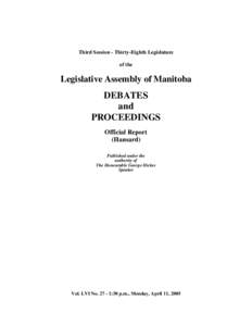 LEGISLATIVE ASSEMBLY OF MANITOBA