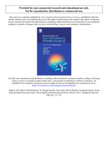 Provided for non-commercial research and educational use only. Not for reproduction, distribution or commercial use. This article was originally published in Encyclopedia of Electrochemical Power Sources, published by El