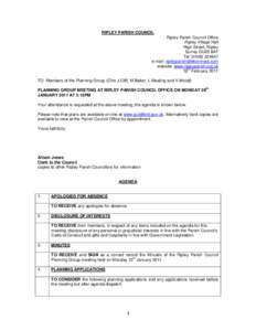 RIPLEY PARISH COUNCIL Ripley Parish Council Office Ripley Village Hall High Street, Ripley Surrey GU23 6AF Tel: [removed]