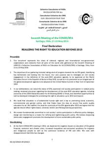 Meeting of the Collective Consultation of NGOs on Education for All; 7th; Final declaration: realizing the right to education beyond 2015; 2014