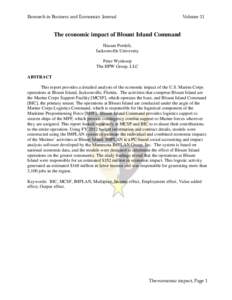 Research in Business and Economics Journal  Volume 11 The economic impact of Blount Island Command Hassan Pordeli,