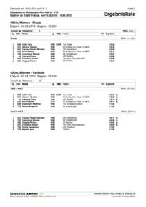 Gedruckt amum 18:11  Seite 1 Süddeutsche Meisterschaften Aktive / U18 Stadion der Stadt Wetzlar, von