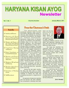 HARYANA KISAN AYOG Newsletter Vol. 1, No. 1  January-March, 2011