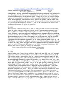 Southern Campaign American Revolution Pension Statements & Rosters Pension application of Hugh Parks W9591 Elizabeth fn51NC Transcribed by Will Graves[removed]