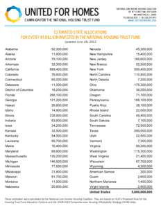 UNITED FOR HOMES  campaign for the national housing trust fund national low income housing coalition 727 15th street nw, 6th floor