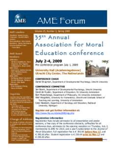 AME Forum AM E Leaders Volume 25, Number 2, SpringPresident: James Conroy