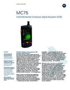 MC75 Worldwide Enterprise Digital Assistant - Spec Sheet