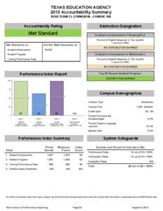 TEXAS EDUCATION AGENCY 2013 Accountability Summary DERETCHIN EL[removed]CONROE ISD Accountability Rating