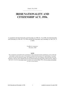 Number 26 of[removed]_____________________________ IRISH NATIONALITY AND CITIZENSHIP ACT, 1956.